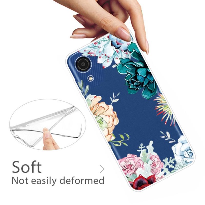 Coque Samsung Galaxy A03 Core Transparente Fleurs Bleues Aquarelle