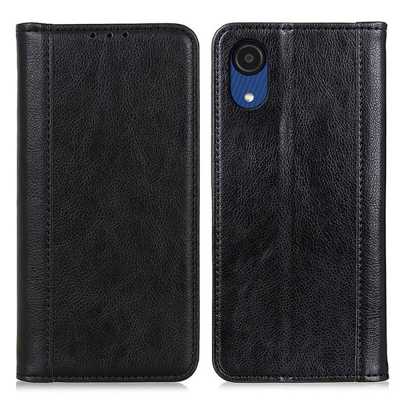 Flip Cover Samsung Galaxy A03 Core Cuir Litchi Fendu Élégance