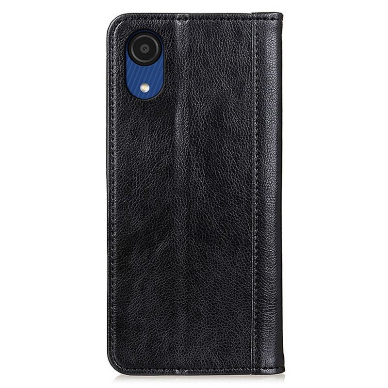 Flip Cover Samsung Galaxy A03 Core Cuir Litchi Fendu Élégance