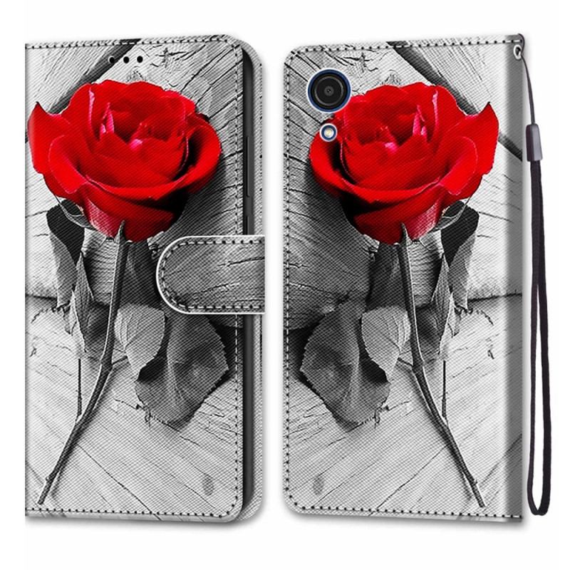 Housse Samsung Galaxy A03 Core Rose Romantique à Lanière