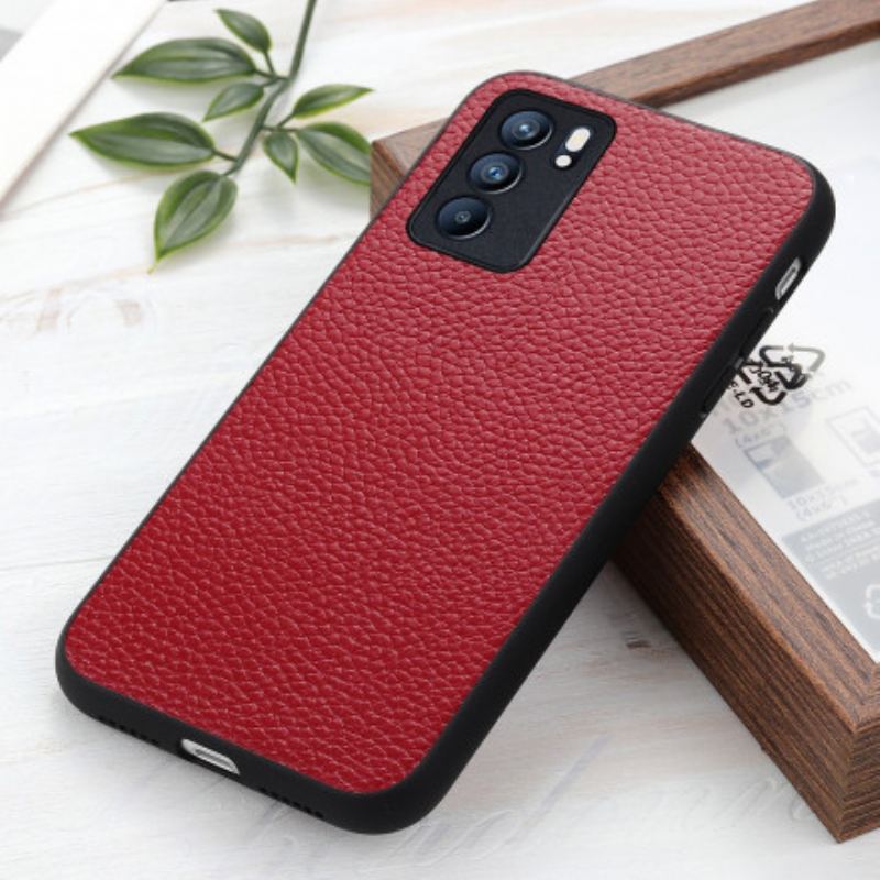 Coque Oppo Reno 6 5G Véritable Cuir Litchi