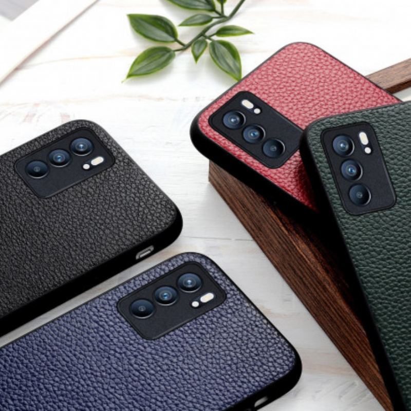 Coque Oppo Reno 6 5G Véritable Cuir Litchi