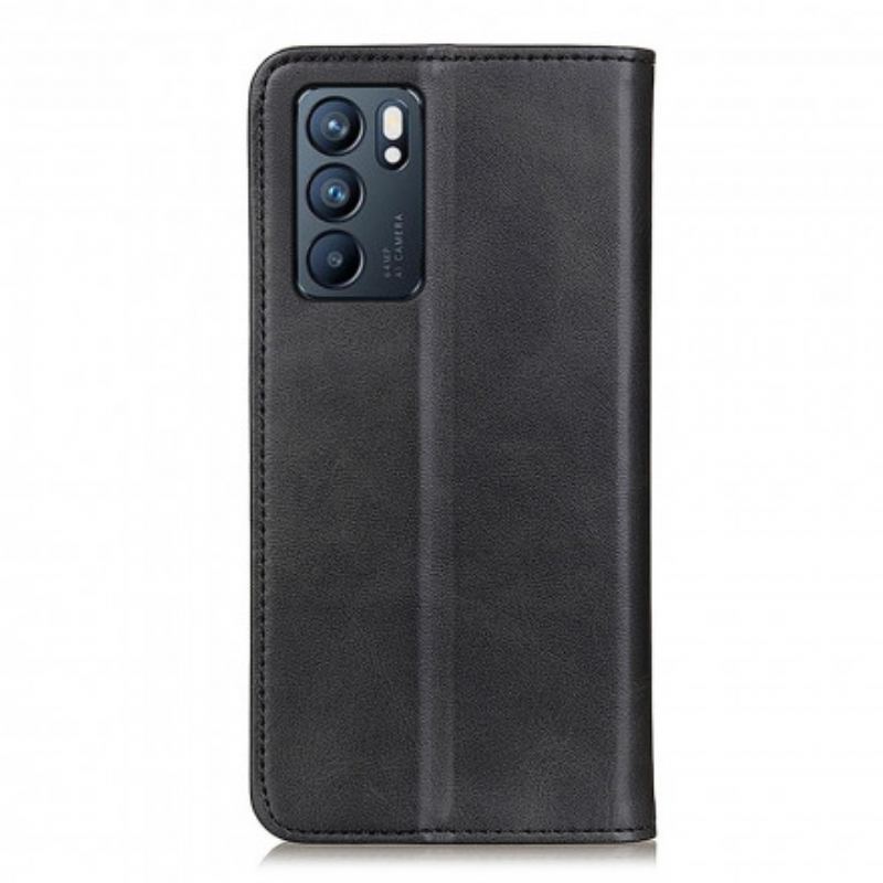 Flip Cover Oppo Reno 6 5G Cuir Fendu Élégance