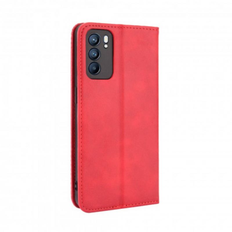 Flip Cover Oppo Reno 6 5G Effet Cuir Vintage Stylisé