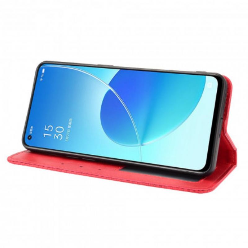 Flip Cover Oppo Reno 6 5G Effet Cuir Vintage Stylisé