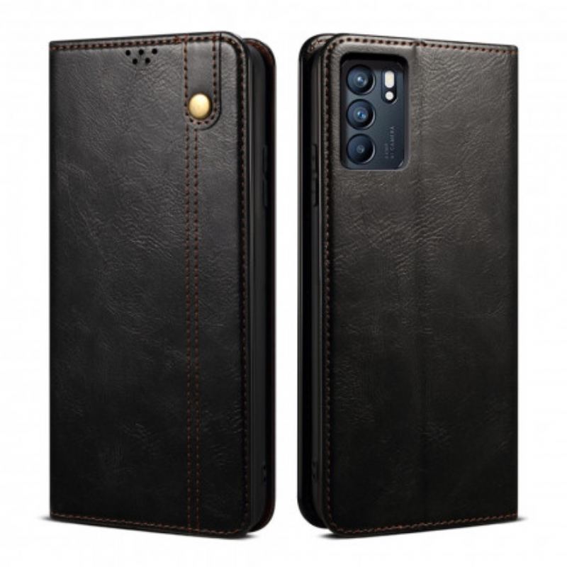 Flip Cover Oppo Reno 6 5G Simili Cuir Ciré