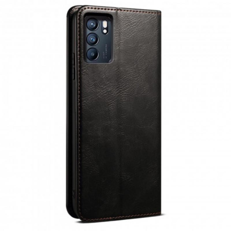 Flip Cover Oppo Reno 6 5G Simili Cuir Ciré