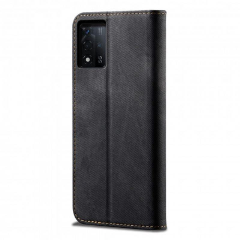 Flip Cover Oppo Reno 6 5G Tissu Jeans