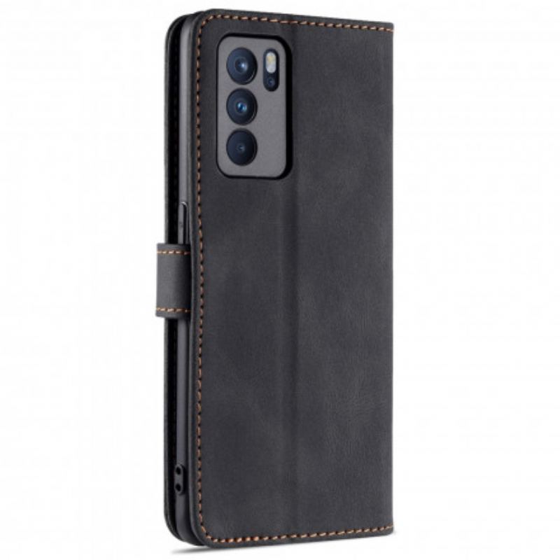 Housse Oppo Reno 6 5G AZNS Effet Cuir Couture