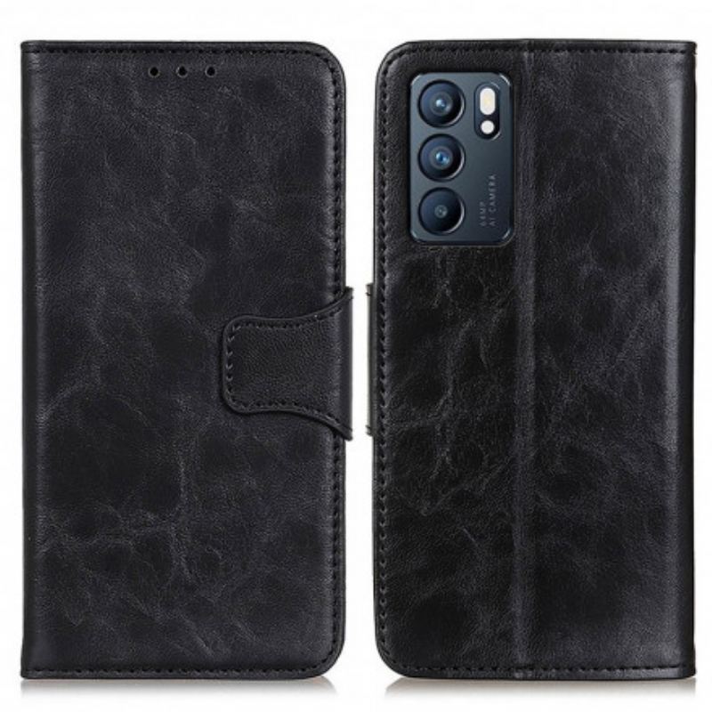 Housse Oppo Reno 6 5G Cuir Fendu Fermoir Réversible