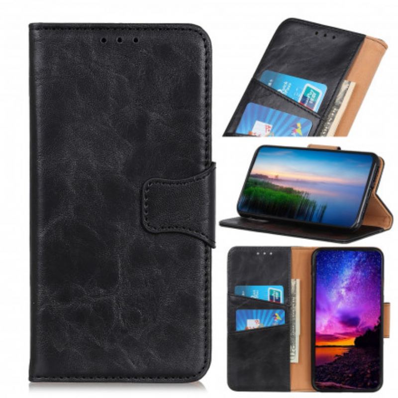 Housse Oppo Reno 6 5G Cuir Fendu Fermoir Réversible