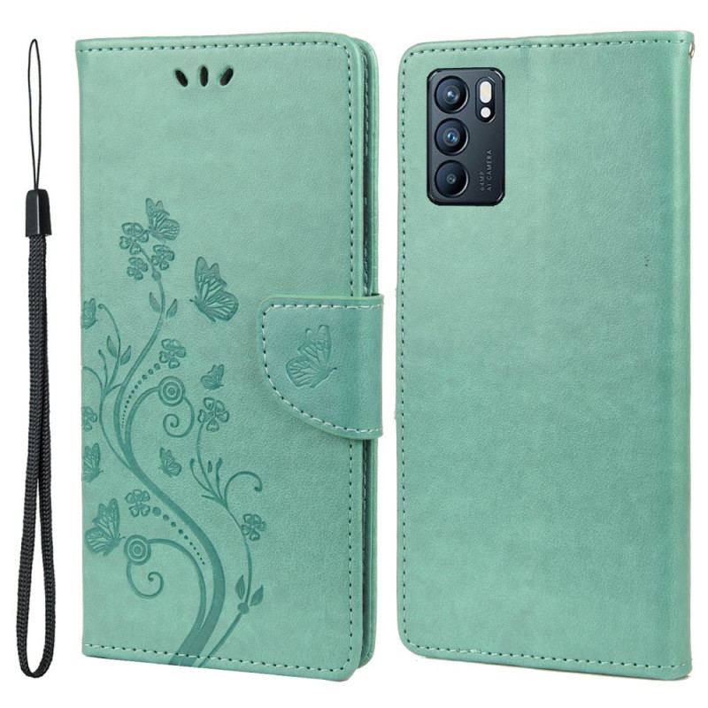 Housse Oppo Reno 6 5G Papillons et Fleurs