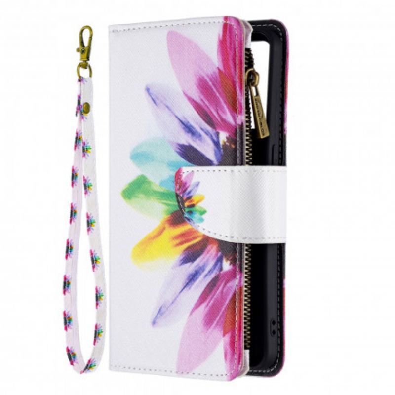 Housse Oppo Reno 6 5G Poche Zippée Fleur