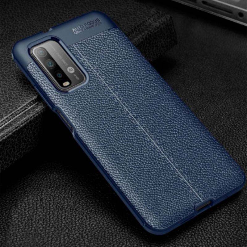 Coque Poco M3 Effet Cuir Litchi Double line