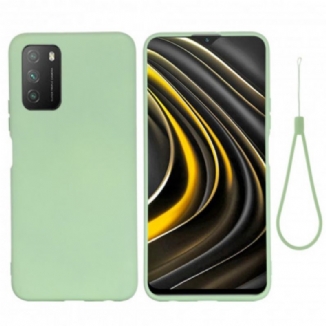 Coque Poco M3 Silicone Liquide Avec Lanière