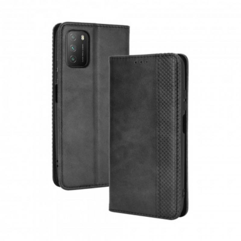 Flip Cover Poco M3 Effet Cuir Vintage Stylisé