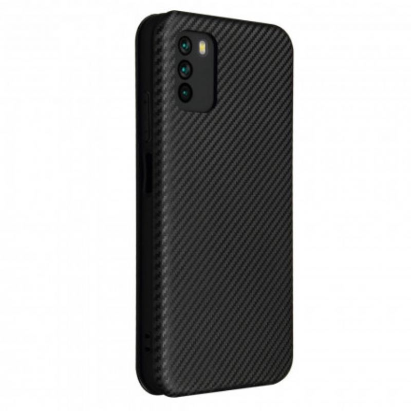 Flip Cover Poco M3 Fibre Carbone avec Anneau Support