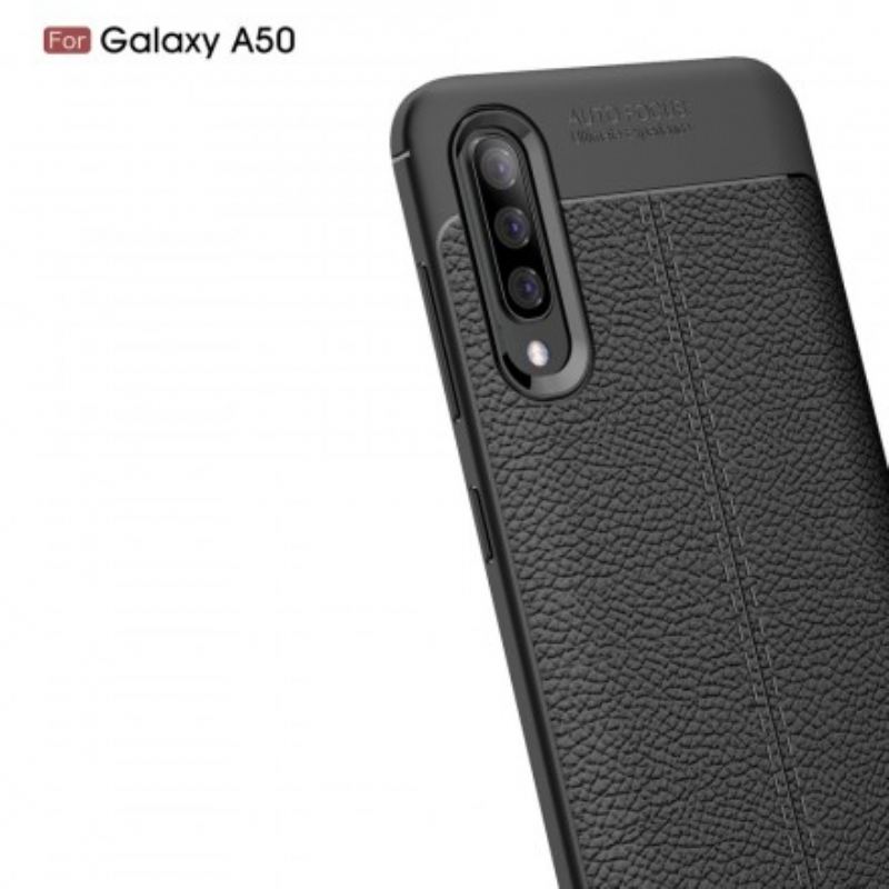 Coque Samsung Galaxy A50 Effet Cuir Litchi Double Line