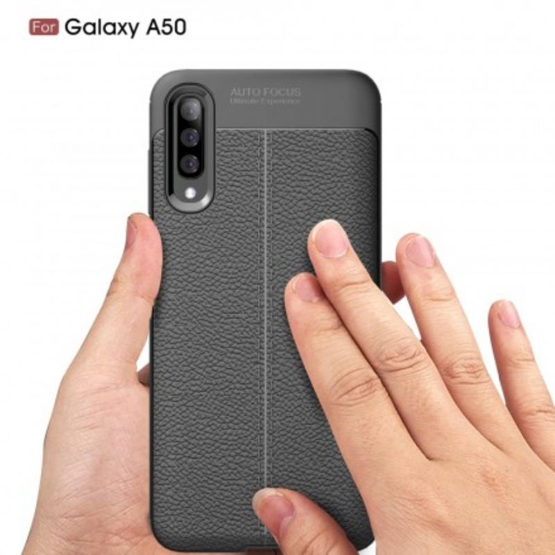 Coque Samsung Galaxy A50 Effet Cuir Litchi Double Line