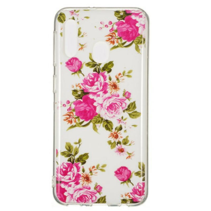 Coque Samsung Galaxy A20e Fleurs Liberty Fluorescente