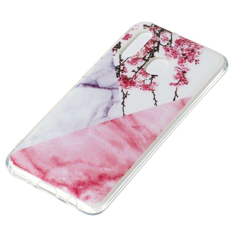 Coque Samsung Galaxy A20e Marbrée Fleurs de Prunier