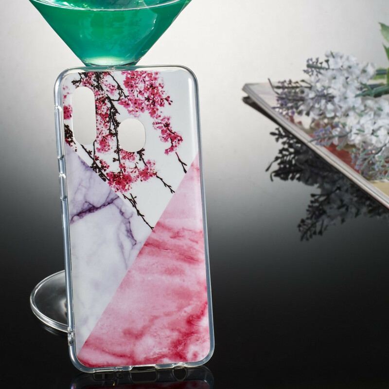 Coque Samsung Galaxy A20e Marbrée Fleurs de Prunier