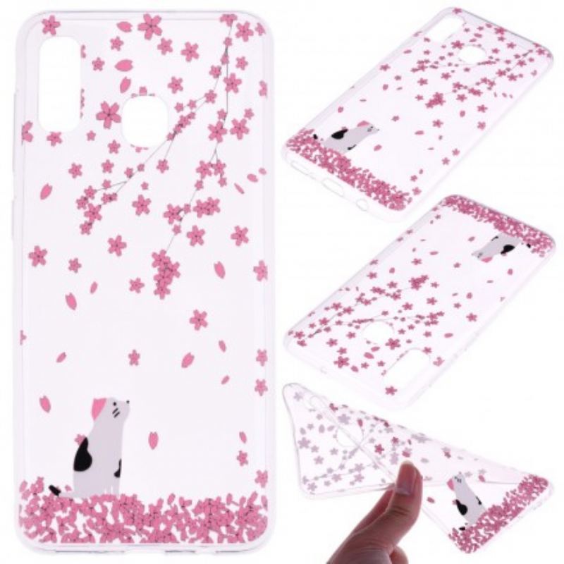 Coque Samsung Galaxy A20e Pétales et Chat