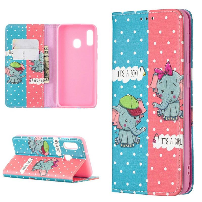 Flip Cover Samsung Galaxy A20e Bébés Éléphants