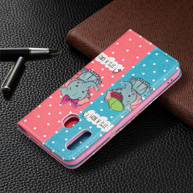 Flip Cover Samsung Galaxy A20e Bébés Éléphants