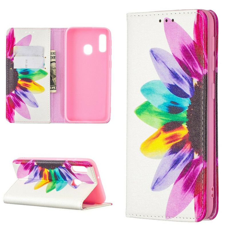 Flip Cover Samsung Galaxy A20e Fleur Aquarelle