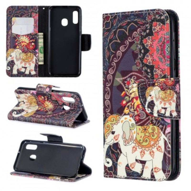 Housse Samsung Galaxy A20e Mandala Éléphants Ethniques