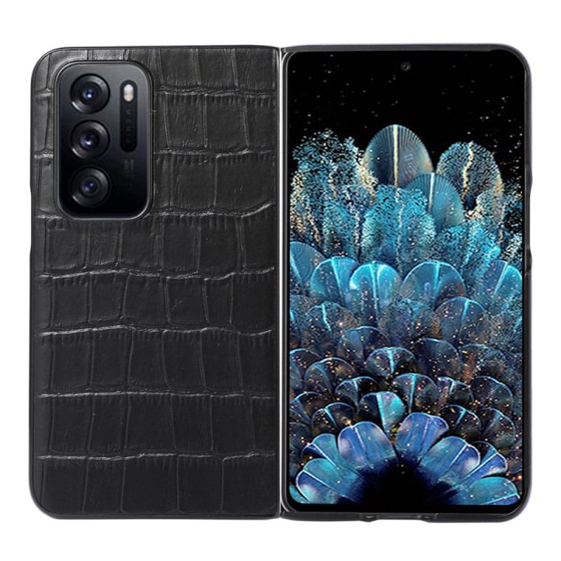 Coque Oppo Find N Cuir Véritable Cuir Design Crocodile