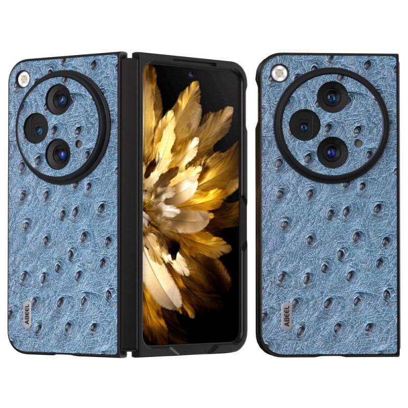 Coque OnePlus Open Véritable Cuir Motif Autruche