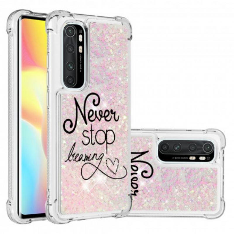 Coque Xiaomi Mi Note 10 Lite Never Stop Dreaming Paillettes