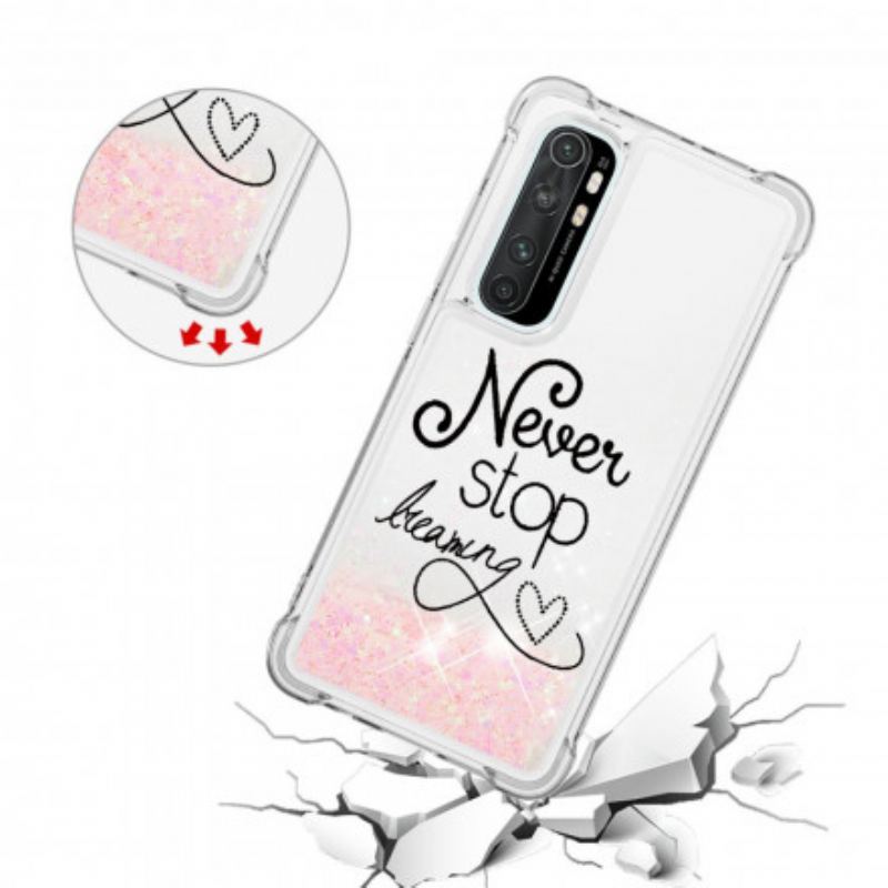 Coque Xiaomi Mi Note 10 Lite Never Stop Dreaming Paillettes