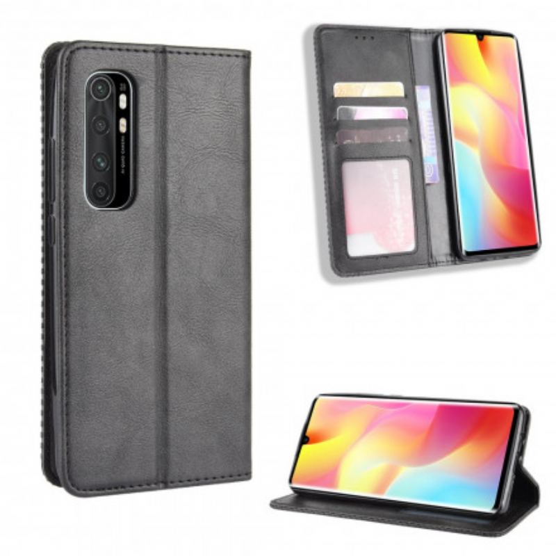 Flip Cover Xiaomi Mi Note 10 Lite Effet Cuir Vintage Stylisé