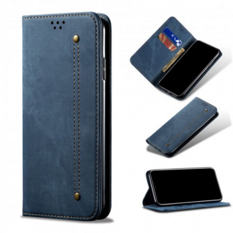 Flip Cover Xiaomi Mi Note 10 Lite Tissu Jeans