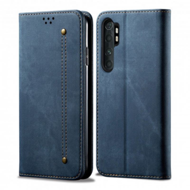 Flip Cover Xiaomi Mi Note 10 Lite Tissu Jeans