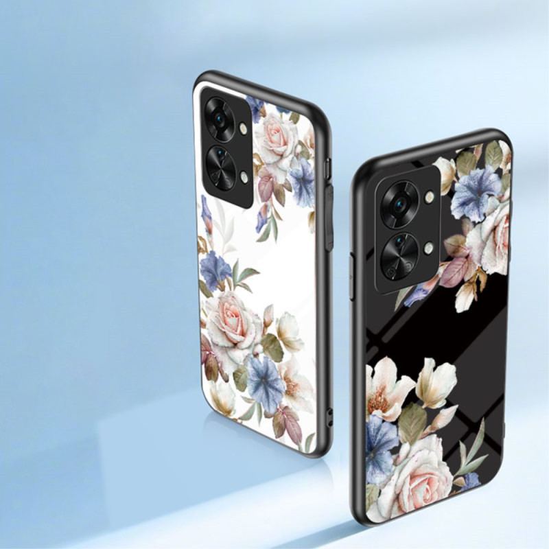 Coque OnePlus Nord 2T 5G Verre Trempé Fleurs Anneau Diamants