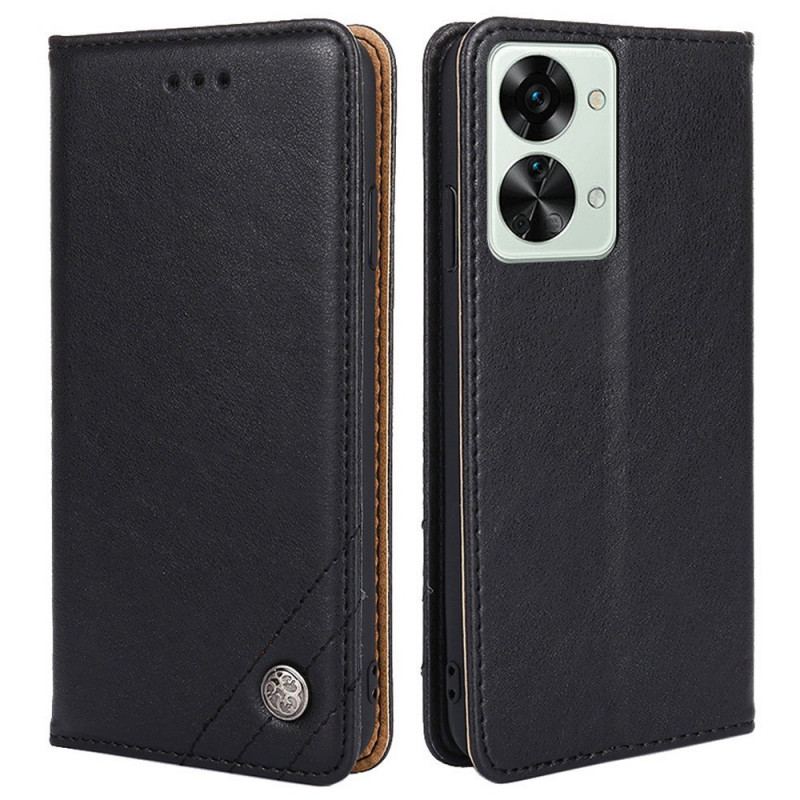 Flip Cover OnePlus Nord 2T 5G Simili Cuir avec Rivet Décoratif