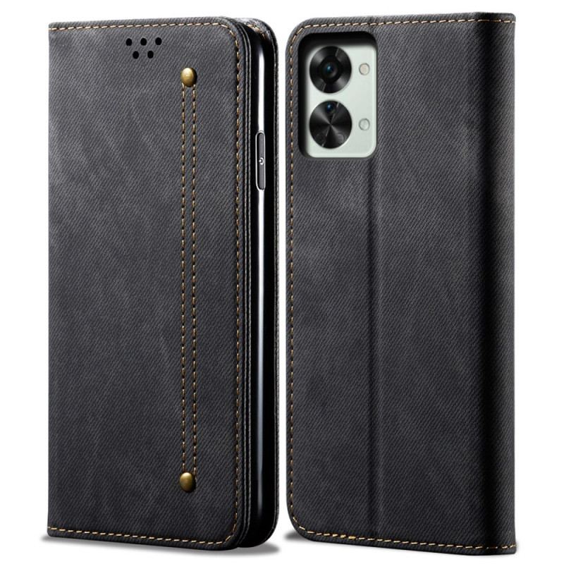 Flip Cover OnePlus Nord 2T 5G Tissu Jeans