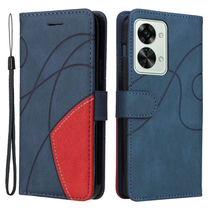 Housse OnePlus Nord 2T 5G Bicolore KT Leather Series avec Porte-Cartes à  Lanière