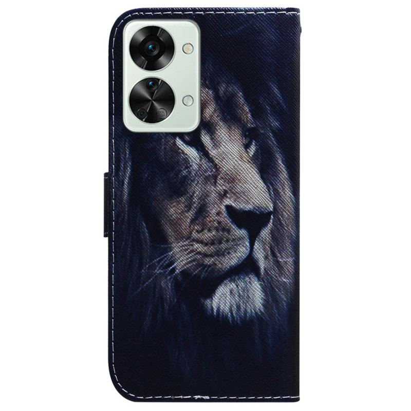 Housse OnePlus Nord 2T 5G Lion de Nuit à Lanière