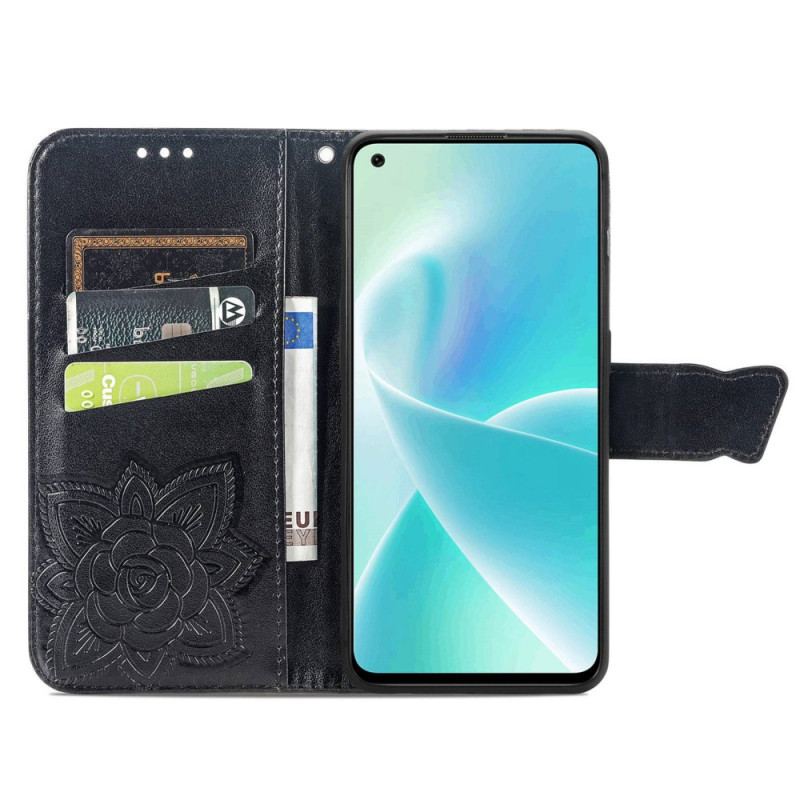 Housse OnePlus Nord 2T 5G Papillon Porte-Cartes à Lanière