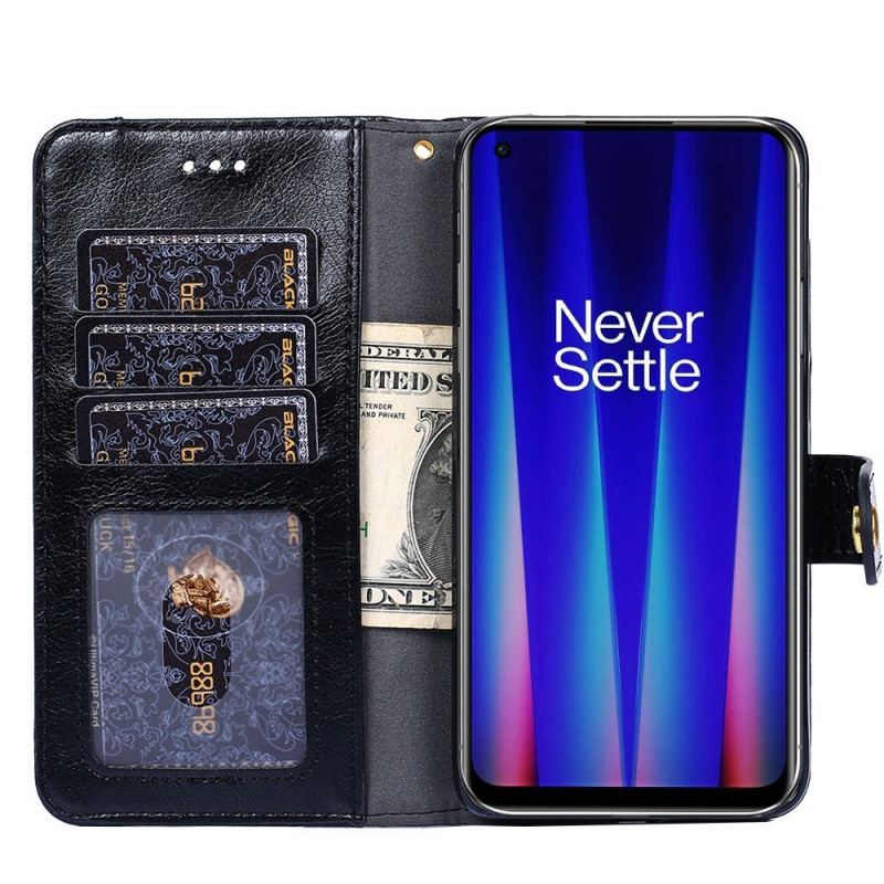 Housse OnePlus Nord 2T 5G Porte-Monnaie Frontal et Lanière