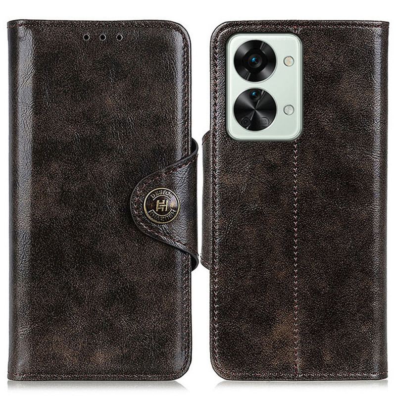 Housse OnePlus Nord 2T 5G Simili Cuir Vintage Bouton