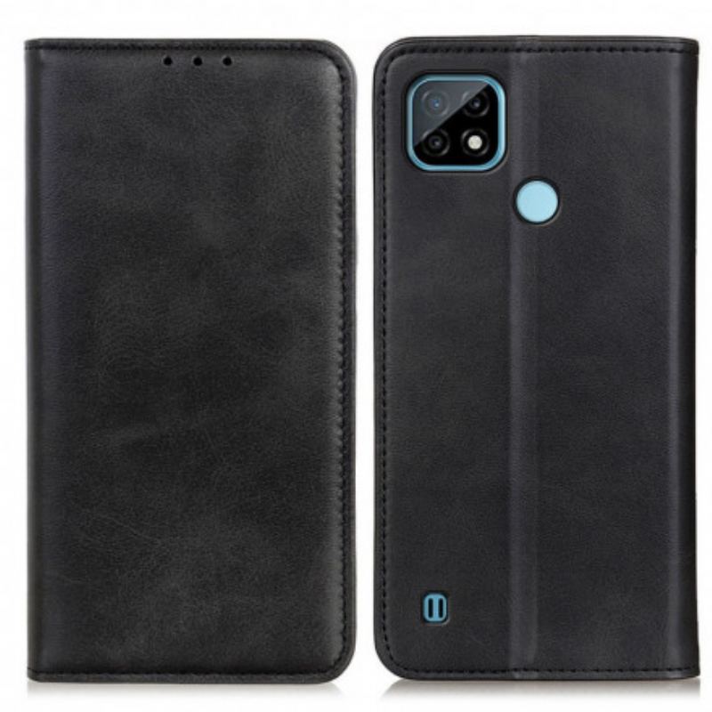 Flip Cover Realme C21 Cuir Fendu Mat