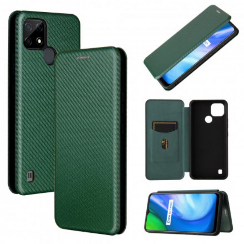 Flip Cover Realme C21 Fibre Carbone