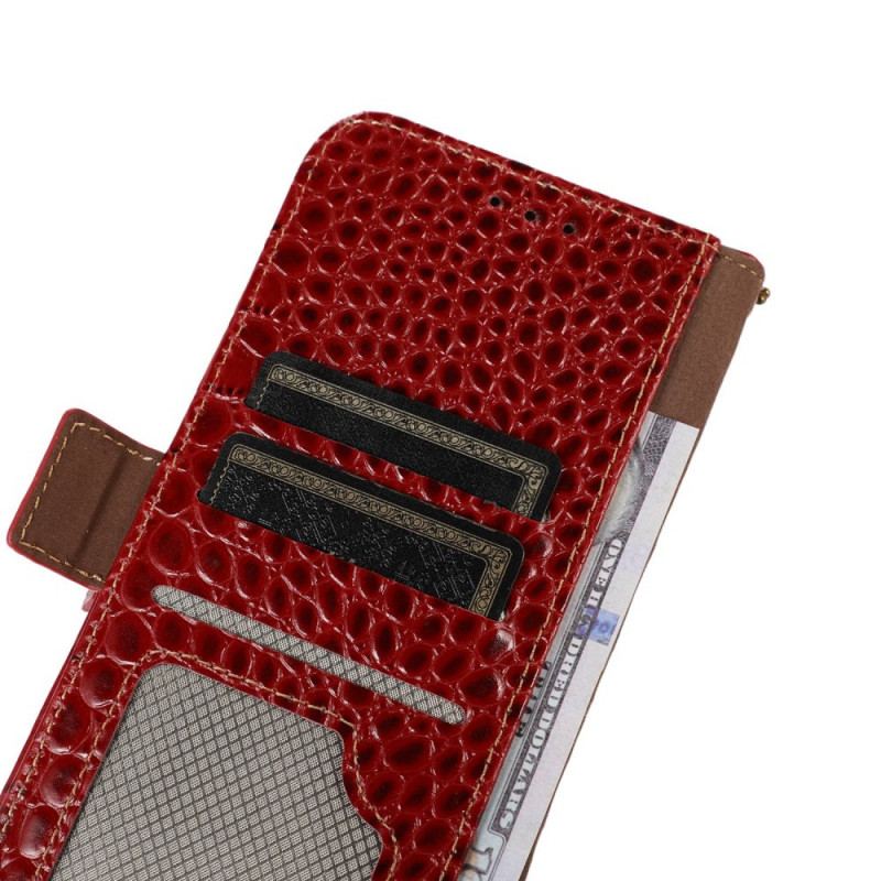 Housse OnePlus Nord CE 2 Lite 5G Cuir Véritable Style Crocodile RFID