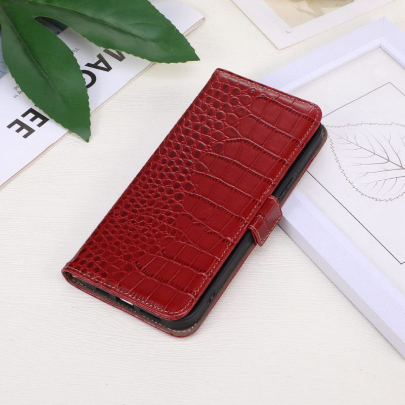 Housse OnePlus Nord CE 2 Lite 5G Cuir Véritable Style Crocodile RFID